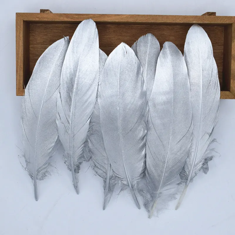 As shown 20 шт. 15-20 см Красивые золотые гусиные перья DIY украшения Карнавальная одежда аксессуары - Цвет: As shown