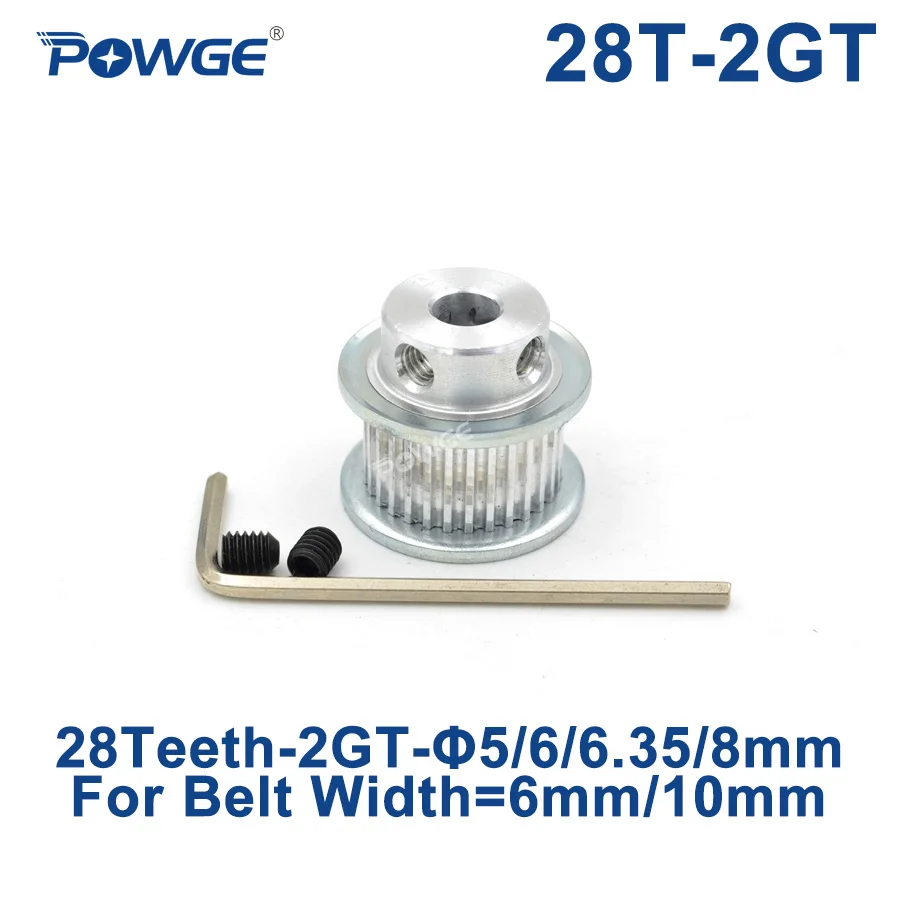 

Зубчатый шкив POWGE GT 28, 2GT, зубчатый шкив с отверстием 5/6/6, 35/8 мм для синхронной ленты GT2, открытая ширина 6 мм/10 мм, маленькая обратная ресница 28 з...