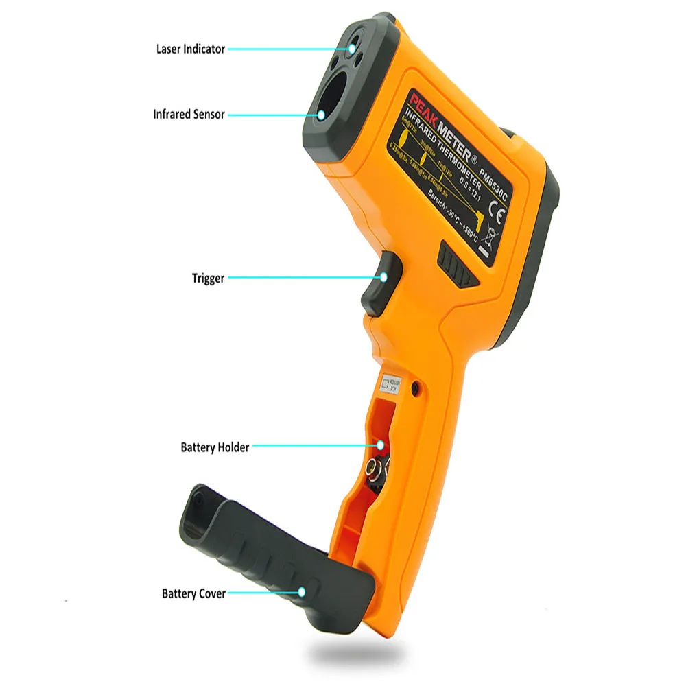 Peakmeter pm6530c Бесконтактный цифровой инфракрасный термометр Красочные Подсветка