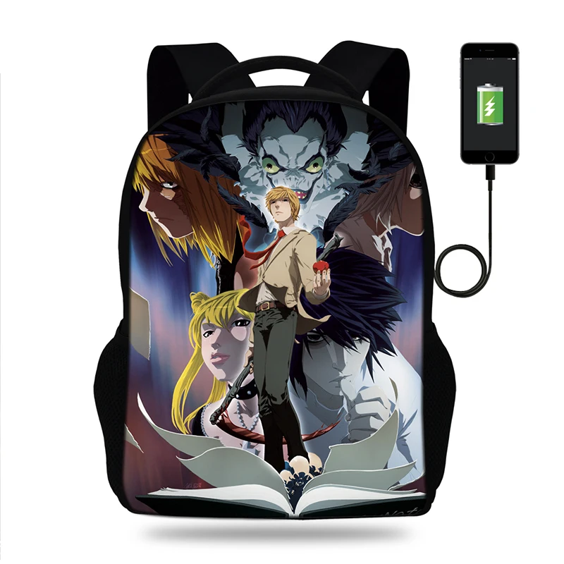 Аниме Death Note Рюкзак Школьные сумки Mochilas подростков для мужчин wo Мужчин's Backpacs