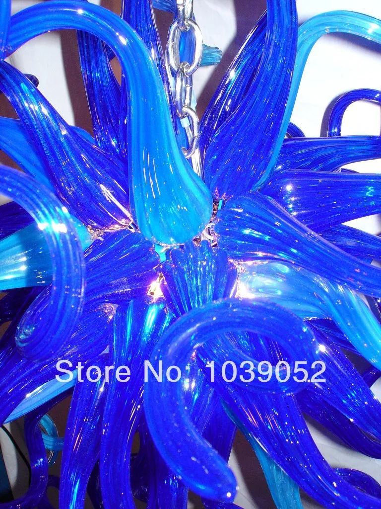 

Free Shipping Small Blue Crystal Chandelier Stained Glass Lamp