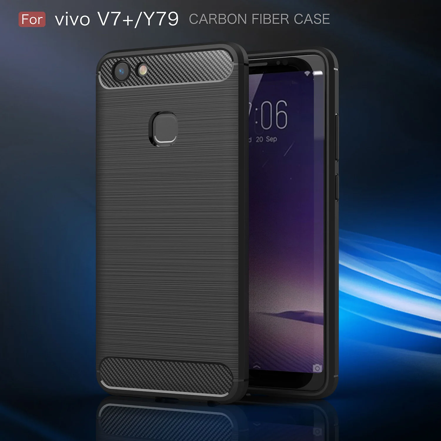 ТПУ чехол для BBK Vivo V7 Плюс Dual SIM TD LTE в 1716 углеродного волокна Y79/V7 + телефонные