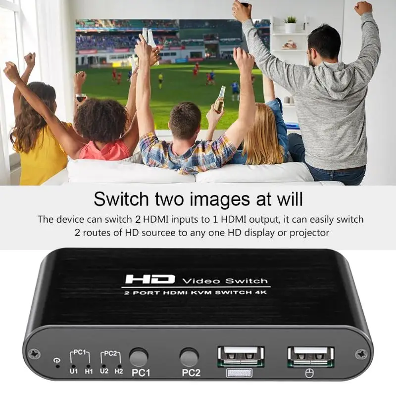 2 порта 10 Гбит/с USB HDMI KVM 4 к Ultra HD HDMI коммутатор коробка сплиттер для обмена монитор принтер клавиатура мышь