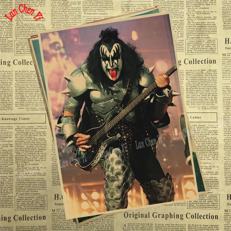 Поцелуй постер музыкальной группы комплект крафт Бумага кафе бар ретро плакат