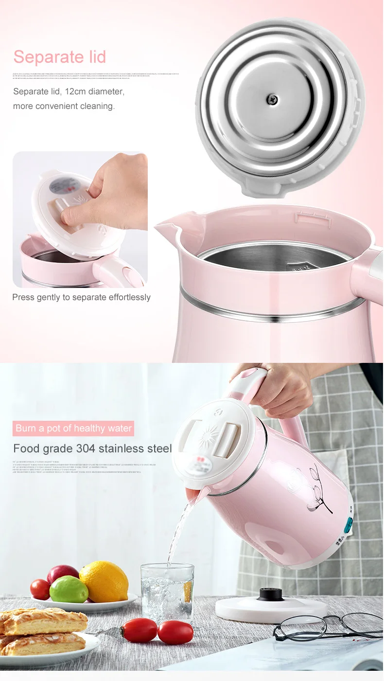 DMWD нержавеющая сталь Горячая вода Bolier мини 1.5L анти-сухое кипячение Теплоизоляция Электрический чайник нагревательный чайник нагреватель горшок ЕС