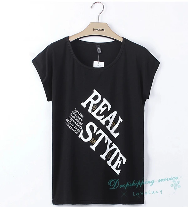 New Summer Woman T shirts Short sleeve Female t shirt Letters Printed Black Shirt Free Shipping|shirts office|shirt foldershirt 2xl |