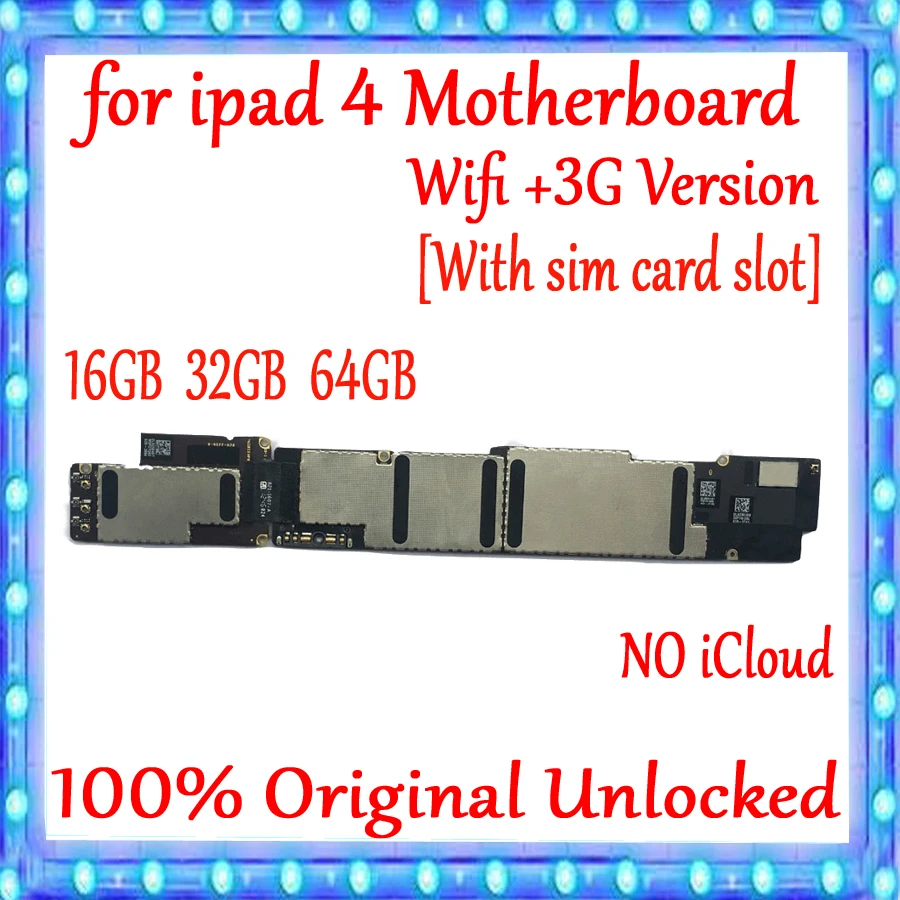 Заводская разблокированная материнская плата для ipad 4 с Wi Fi версией/аналогичная