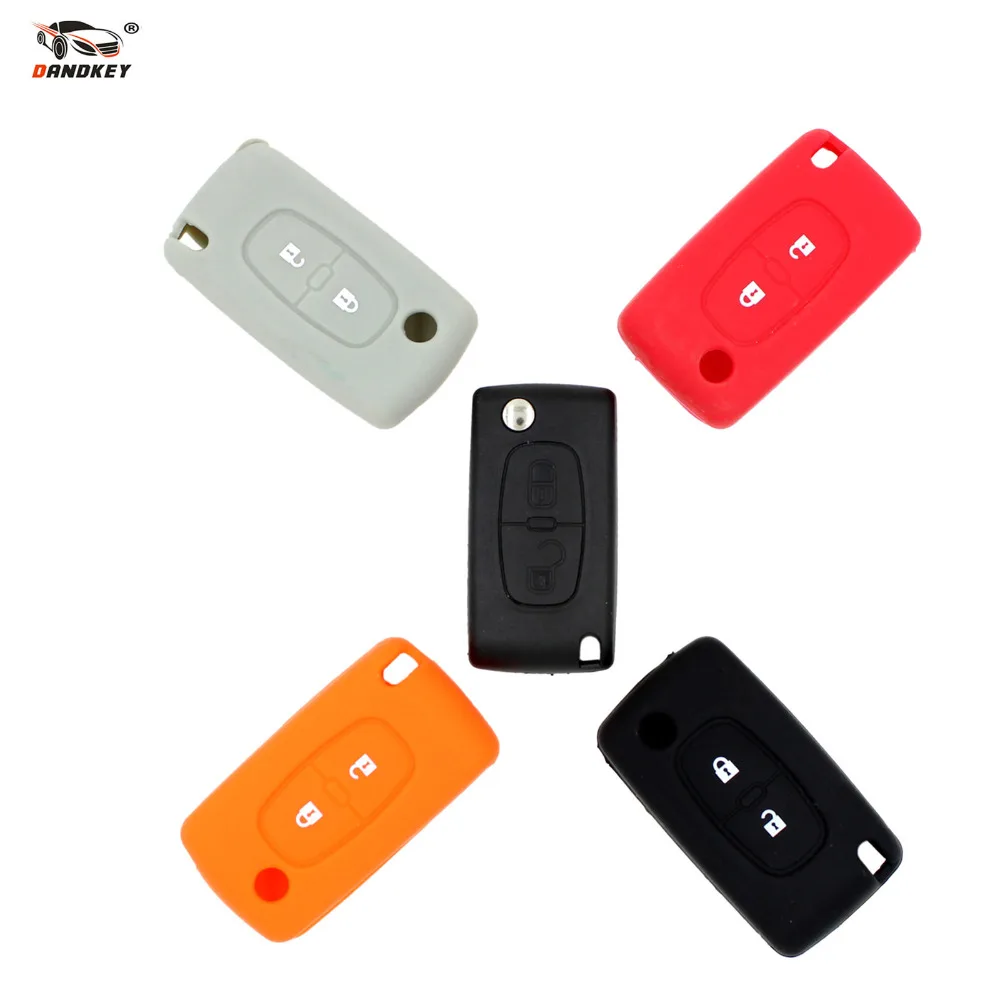 Dandkey 2 кнопки силиконовой удаленный ключевой чехол Брелок для Peugeot 107 207 307 307 S 308 407 607 2BT DKT0269