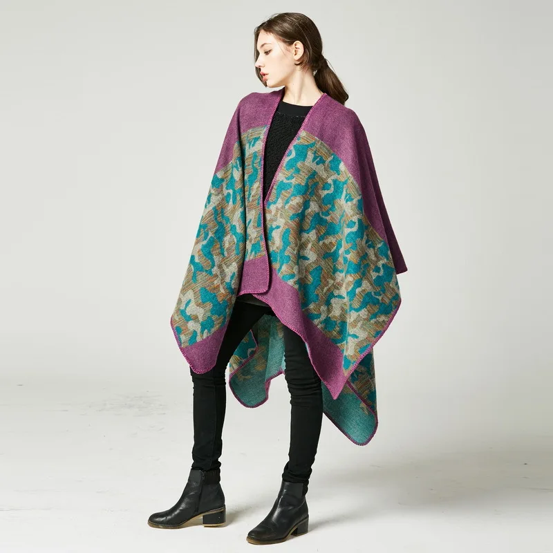 Женская модная камуфляжная накидка имитация кашемира удлиняющая шаль хит
