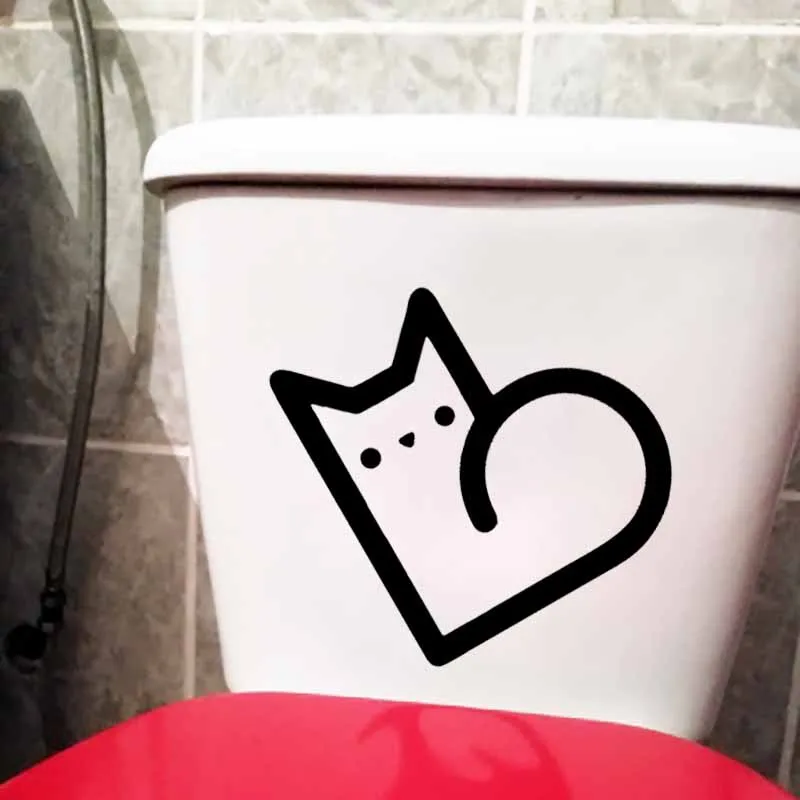 YOJA 24.1X21CM футболки с надписью I Love My Cat сердце Туалет наклейки на сиденья настенные