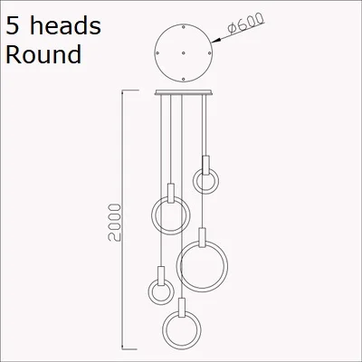 5 rings Round LukLoy современный скандинавский деревянный подвесной светильник s Лофт подвесной светильник современные подвесные потолочные лампы светодиодный подвесной светильник - Цвет корпуса: 5 rings Round