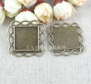 

A3083 20mmx20mm square DIY bronze Cameo Settings Alloy Cork Base Making Charm Pendant Jewelry Accessories Findings