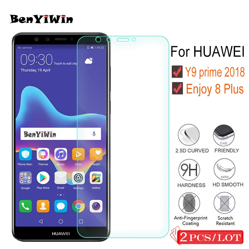 2 шт. 9H Премиум Закаленное стекло для HUAWEI Y9 2018 защита экрана закаленное защитное