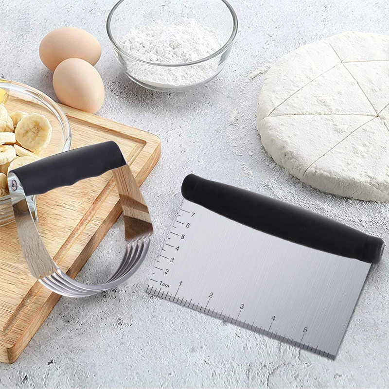 3PCs Stainless Steel Pastry Cutter Set Blender Dough Scraper Brush Home Cuisine Bakeware DIY Kitchen Baking Tools |