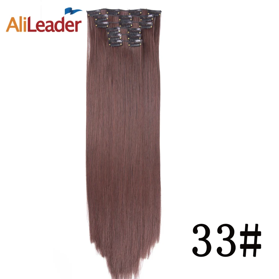 color33 Alileader, накладные волосы на застежке, 22 дюйма, накладные волосы на 16 Цвета для наращивания на всю голову, 16 клипс, волосы для наращивания на синтетические шиньоны для Для женщин 6 шт./компл. длинные волосы - Цвет: color33