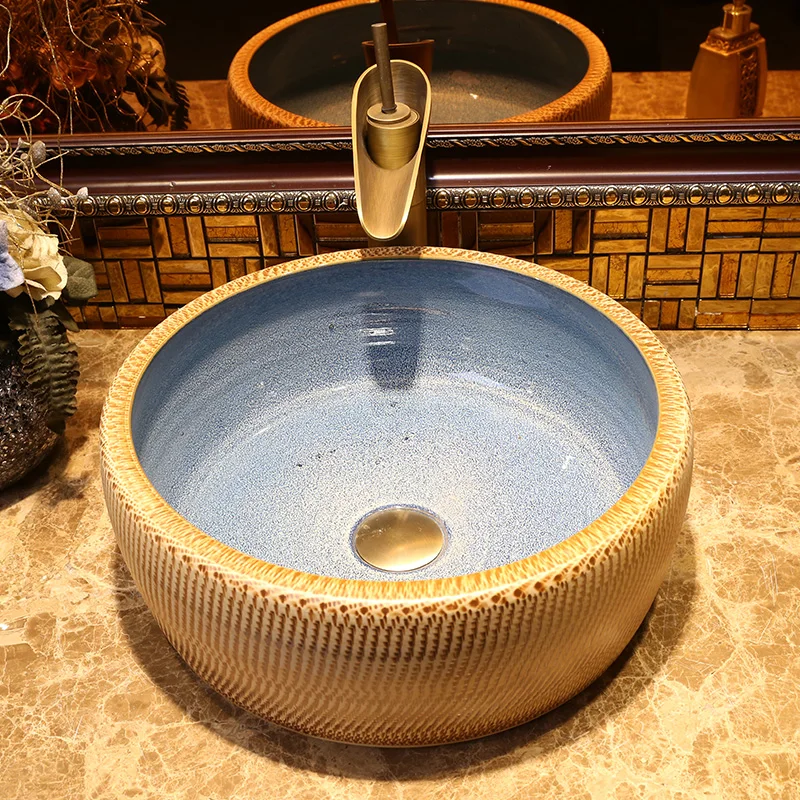 

King Yanzhong European Mediterranean art basin wash basin wash basin Taiwan Basin on the toilet - carving lines