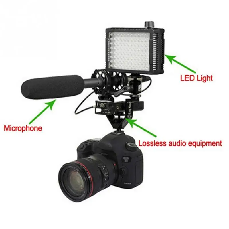 Камера DSLR тройное крепление кронштейн горячий башмак V-shape кронштейн для Светодиодный микрофоны для видеосъемки-черный цвет