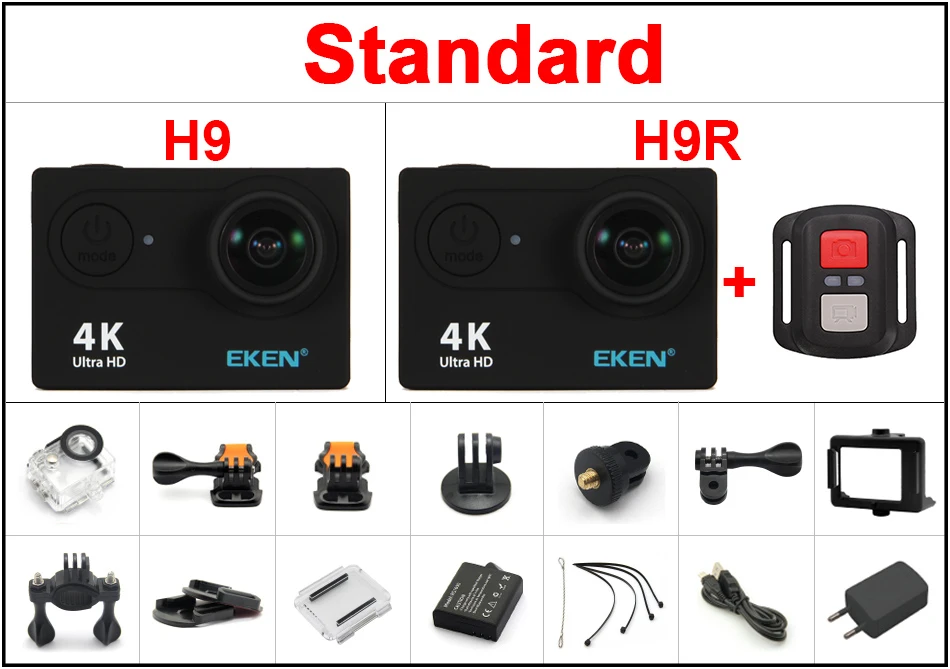 Оригинальная Экшн-камера eken H9 H9R Ultra HD 4K WiFi Спортивная камера 2,0 экран 170D Подводная Водонепроницаемая камера на шлем Спортивная камера