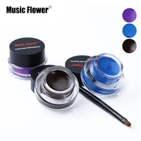 music flower brand eye makeup 2 in 1 brown blackblue gel eyeliner makeup water proof natural cream eye liner set with brushes