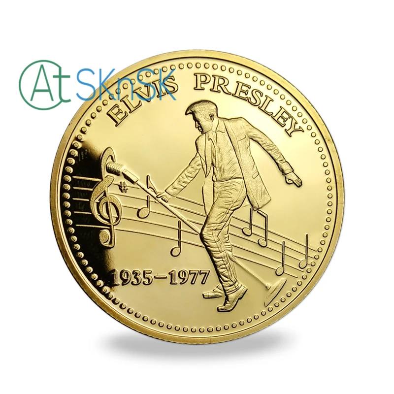 5 шт./лот бесплатная доставка памятная монета ELVIS PRESLEY "Король рок музыки" 24K