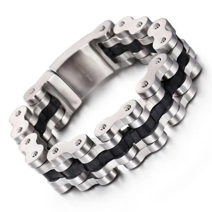 Тяжелый вес 22 мм широкий в стиле панк мужские Байкер Мотоцикл Серебряный браслет
