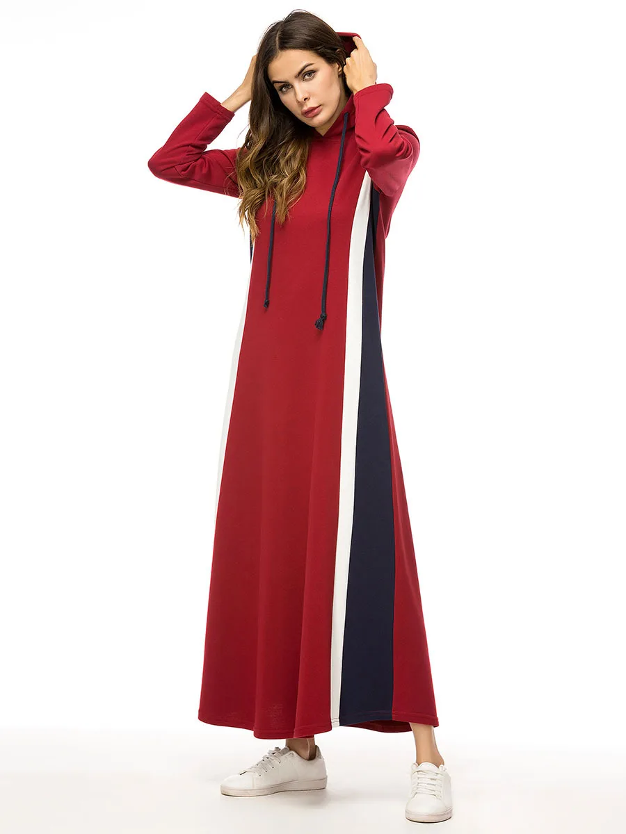 Осень Зима хлопок Abayas студенческие спортивные длинные платья арабские Длинные Кафтан Турция Ближний Восток мусульманское женское платье Мода 7329