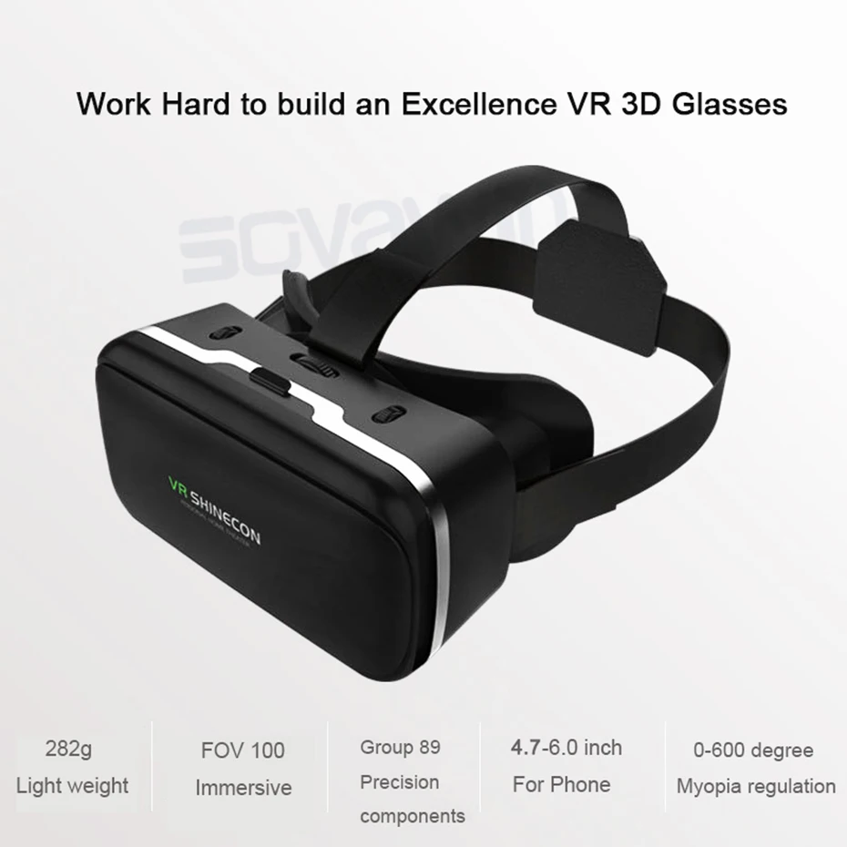 Новинка! VR Shinecon 6,0 кожа большие линзы виртуальная реальность Google Cardboard шлем 3D очки мобильная гарнитура для Iphone 4,7-6 'телефон
