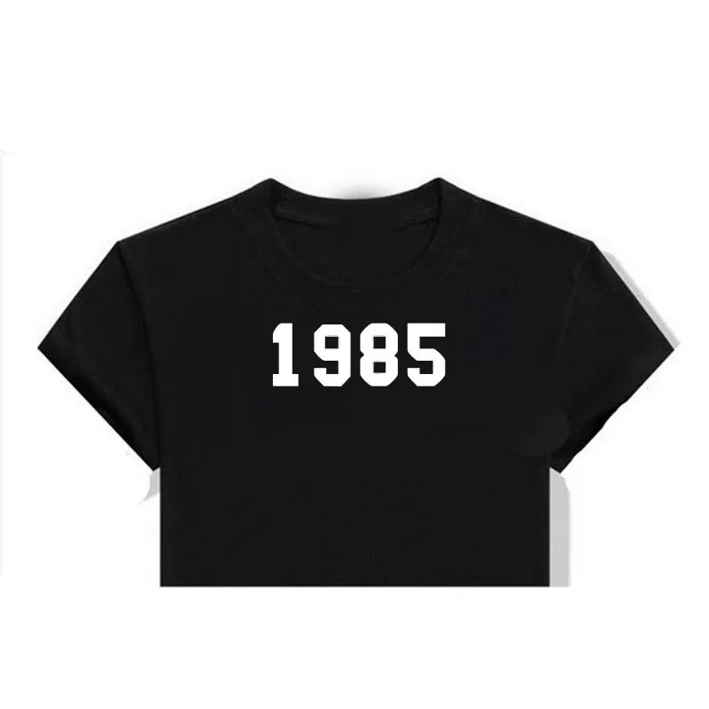 Harajuku Kawaii женская футболка Топ 1985 черная белая серая забавная Футболка Винтажная