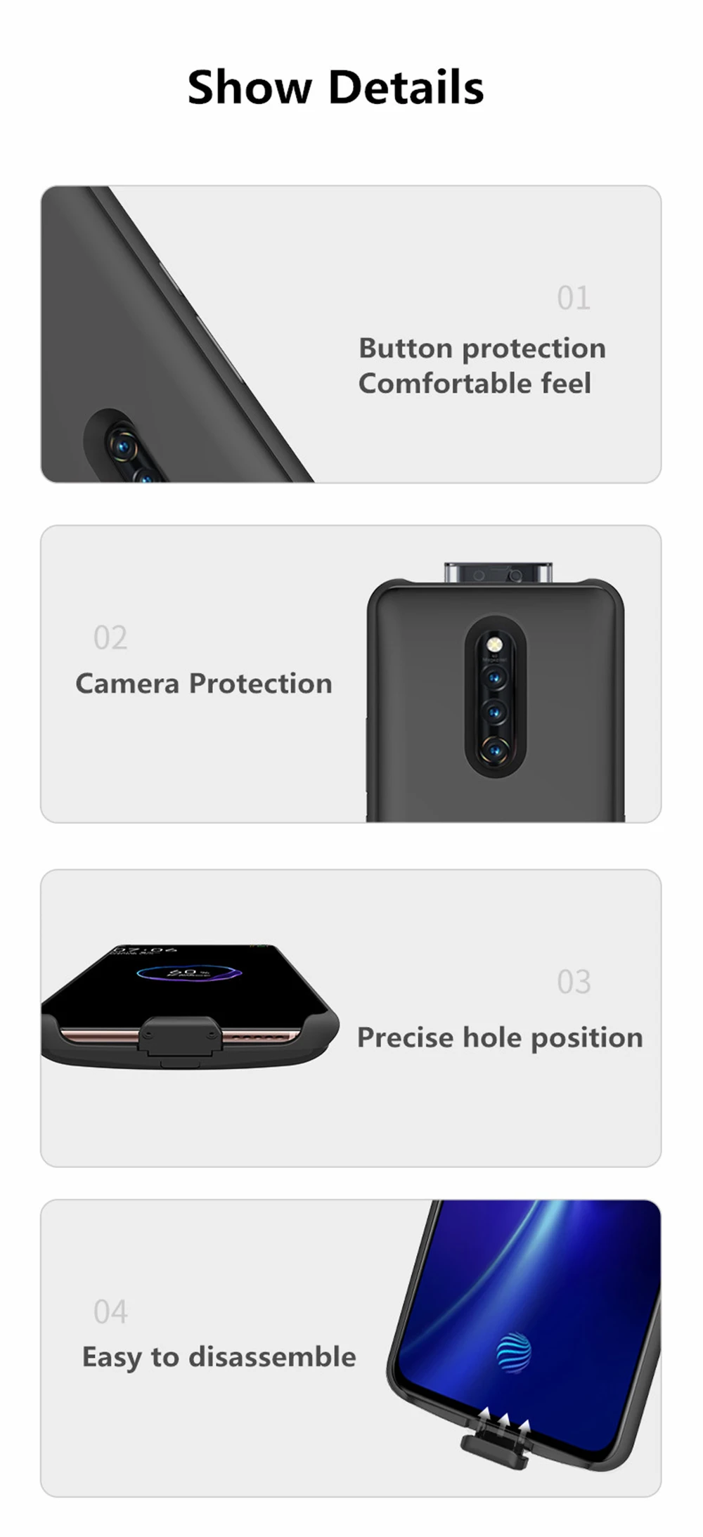 Чехол для зарядки аккумулятора s для VIVO X27 Pro, внешний аккумулятор, чехол для аккумулятора, 6500 мАч, портативное быстрое зарядное устройство, чехол для аккумулятора s
