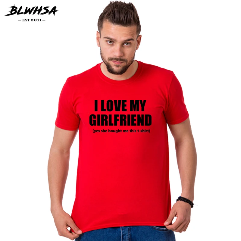 Футболка мужская хлопковая с надписью I Love My Girl забавная тенниска короткими