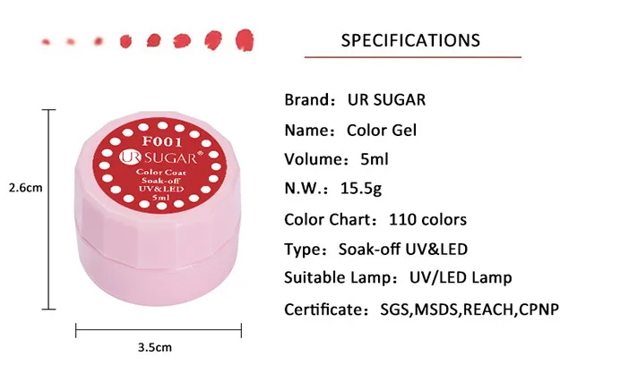 Ur Sugar, 3 шт, Цветной Гель-лак, 1 кисть для ПК, набор, чистая краска, Гель-лак, 5 мл, замачиваемый, УФ-Гель-лак, Полупостоянный, дизайн ногтей