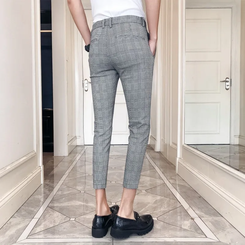 Мужские брюки в британском стиле длина по щиколотку зауженные повседневные