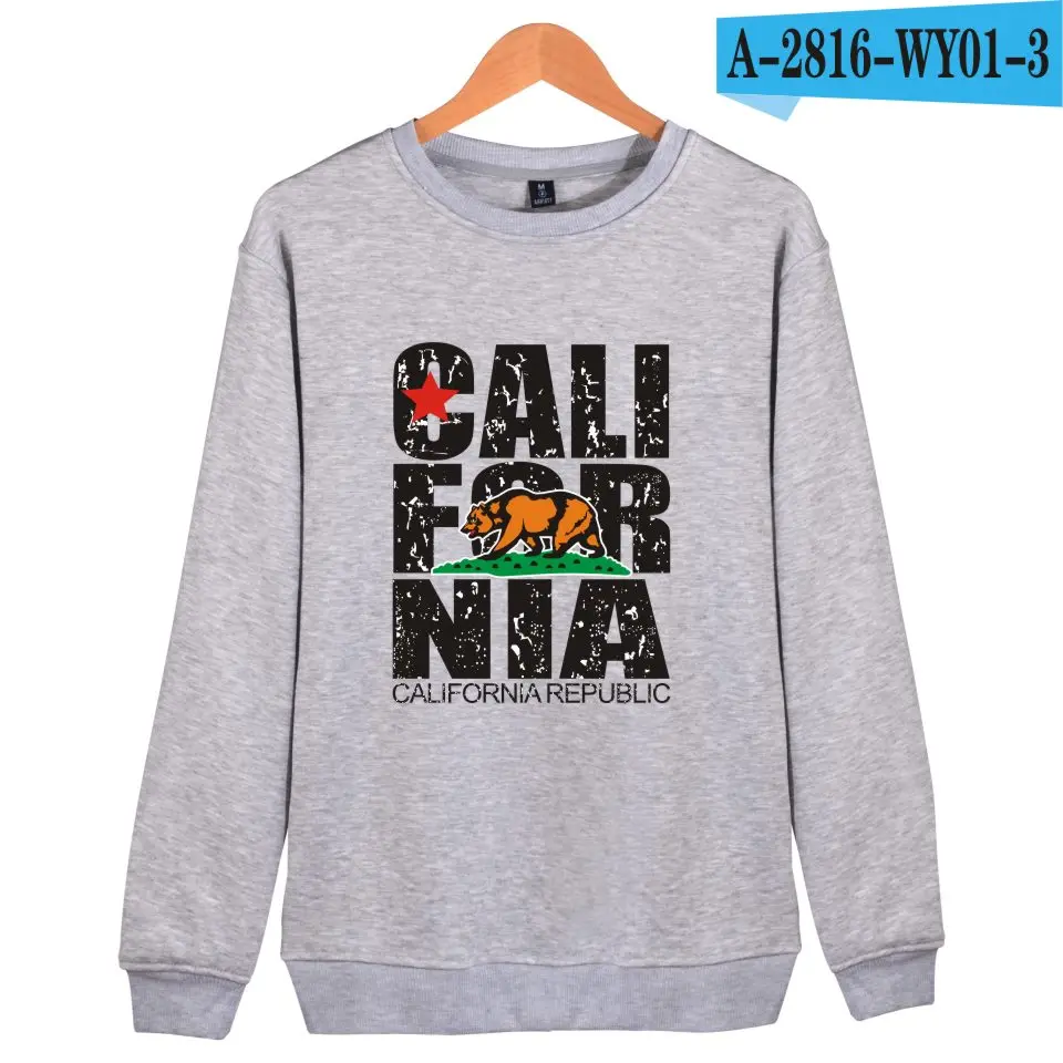 California Flag монолитным капюшоном мужская Толстовка Мода California Flag толстовка мужская длинная осенняя и зимняя повседневная одежда - Цвет: Gray