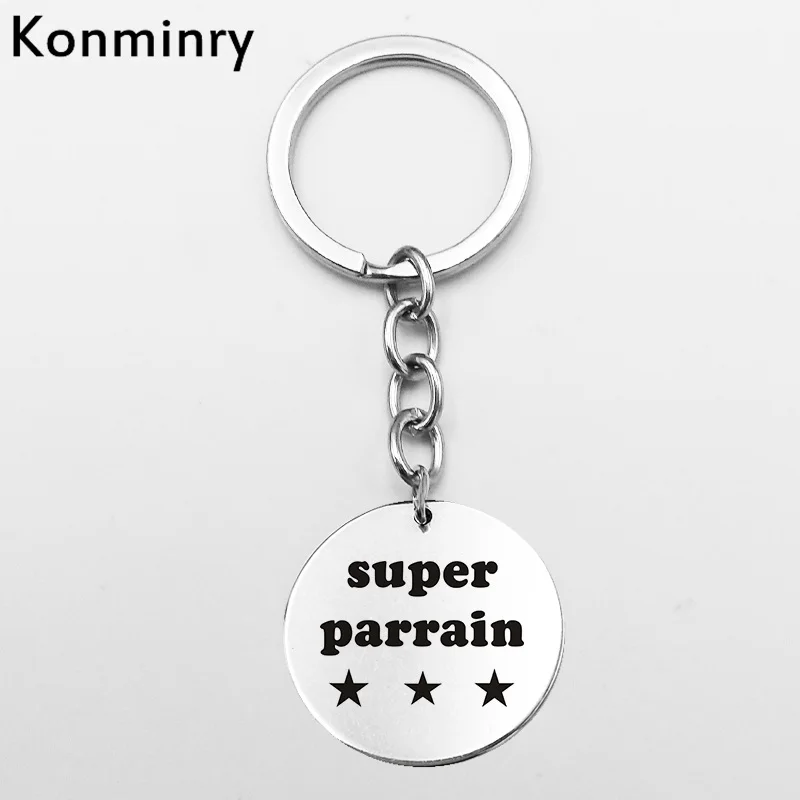 Super Merci Marraine Parrain длинный держатель для ключей из нержавеющей стали кулон подарки металлический брелок для женщин и мужчин автомобильный мешочек для украшений - Цвет: 8