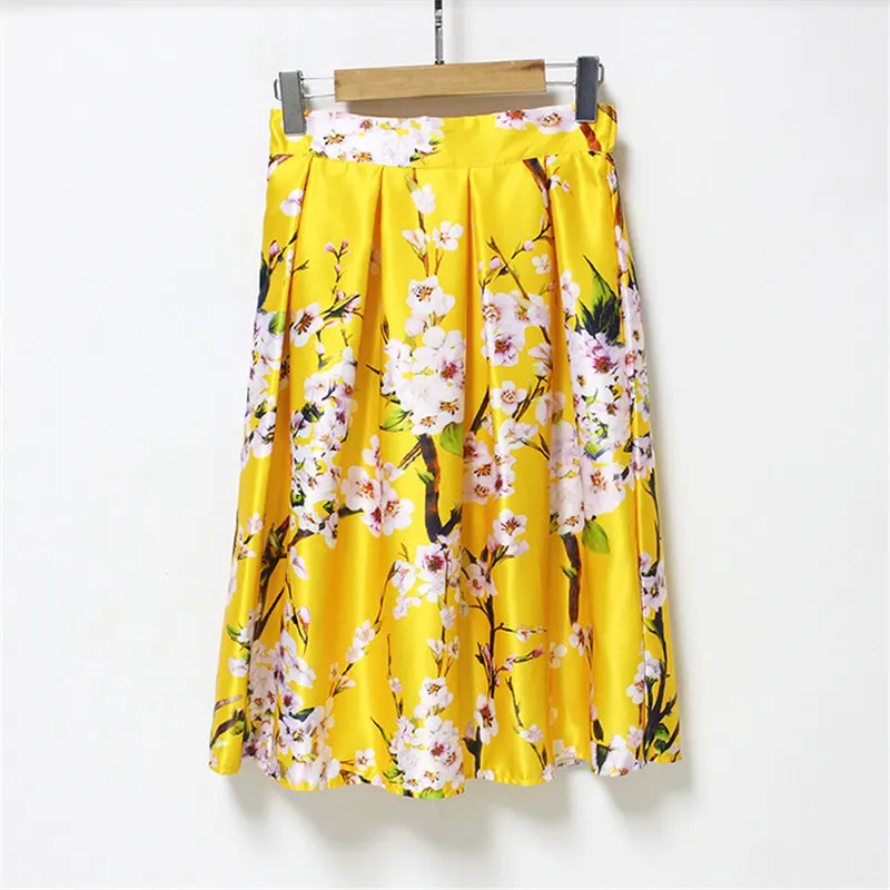 Летняя женская юбка в стиле ретро Хепберн с завышенной талией и цветочным