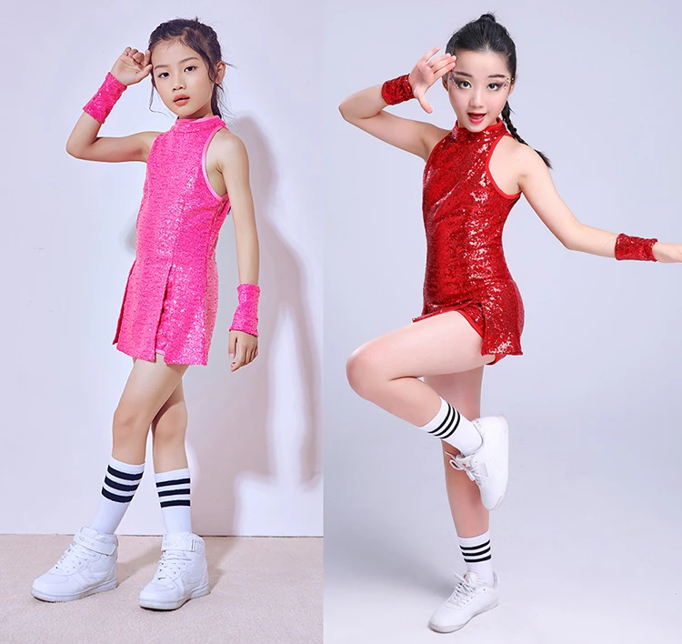 Новинка Детские современные костюмы для чирлидинга и джазовых танцев хип хоп