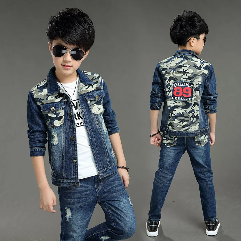 2019 New Boys Suits Spring Autumn Kids Girls Denim Casual Clothing Sets Fashion Child Clothes Top Outfit For Boy | Детская одежда и