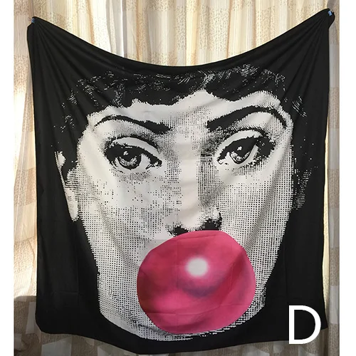 D Fornasetti стиль гобелен Lina Кавальери настенный ткань бар гостиная декоративные шторы Ретро черный и белый скатерть - Цвет: D