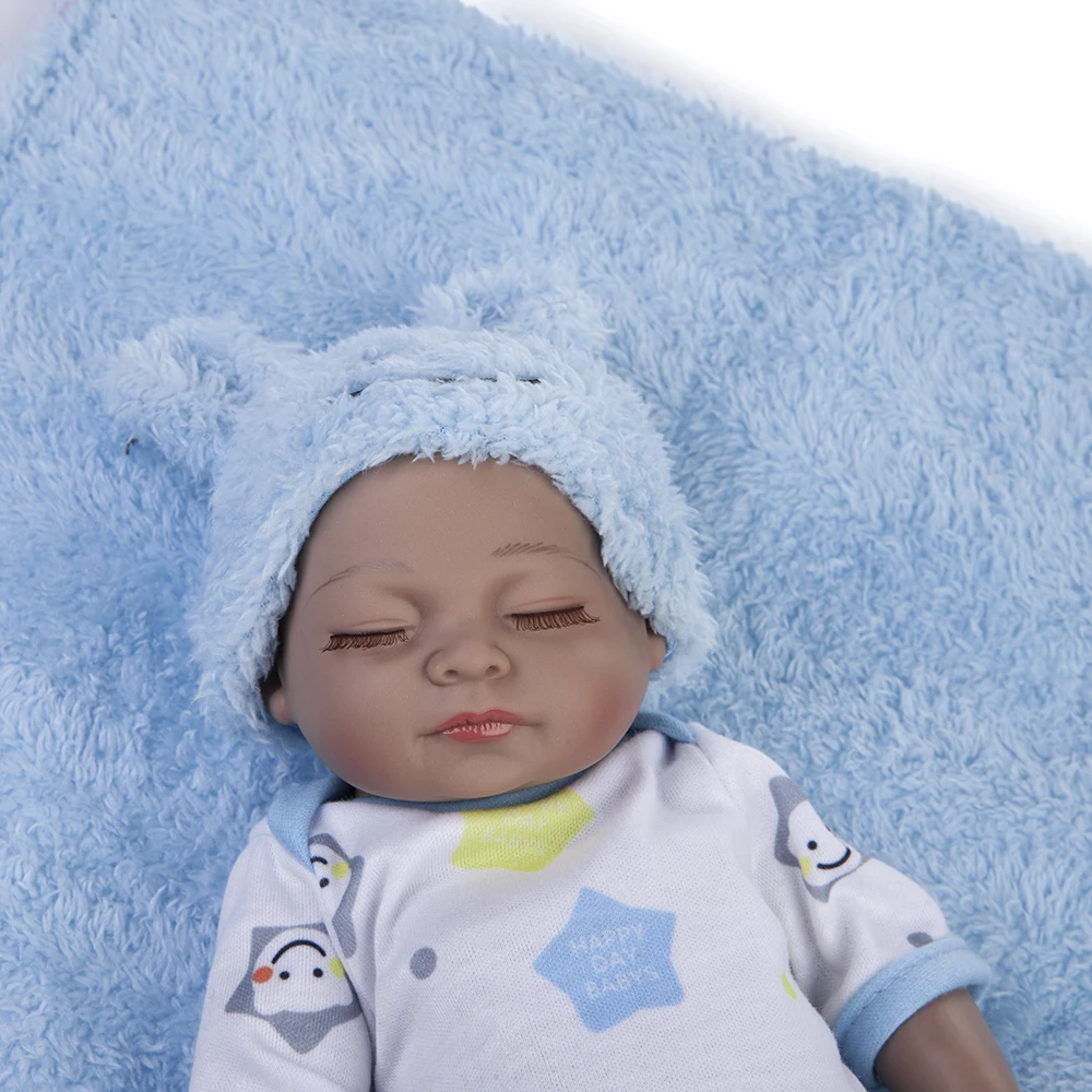 25 см полный корпус черные силиконовые Reborn Детские куклы живые реалистичные