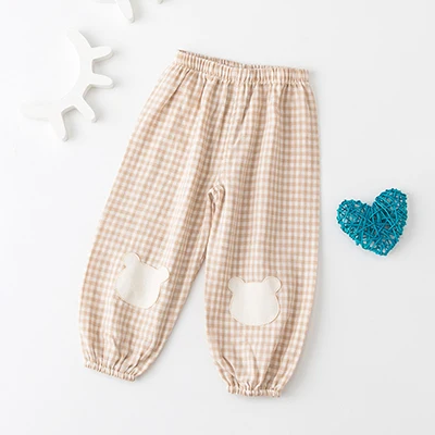 Plaid trousers Лето г., новые штаны для мальчиков и девочек натуральный окрашенный хлопок, Повседневные Дышащие детские брюки для новорожденных infantis baby broekjes lucky child - Цвет: Plaid trousers