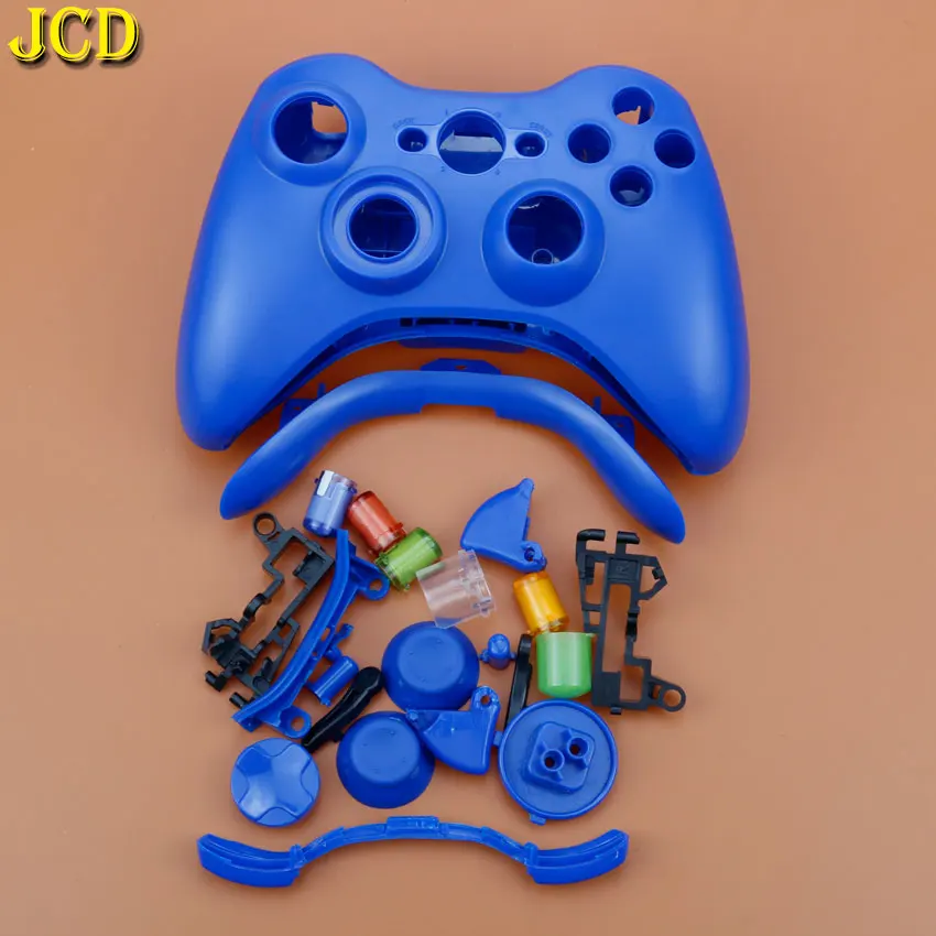 JCD для Xbox 360 беспроводной игровой контроллер жесткий чехол Защитный чехол для геймпада полный набор с кнопками аналоговые палочки бамперы - Цвет: Синий