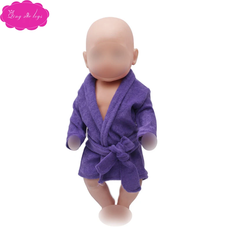 43 cm baby dolls clothes newborn pajamas purple robe pink bath towel Baby toys fit American 18 inch Girls doll f550 | Игрушки и хобби