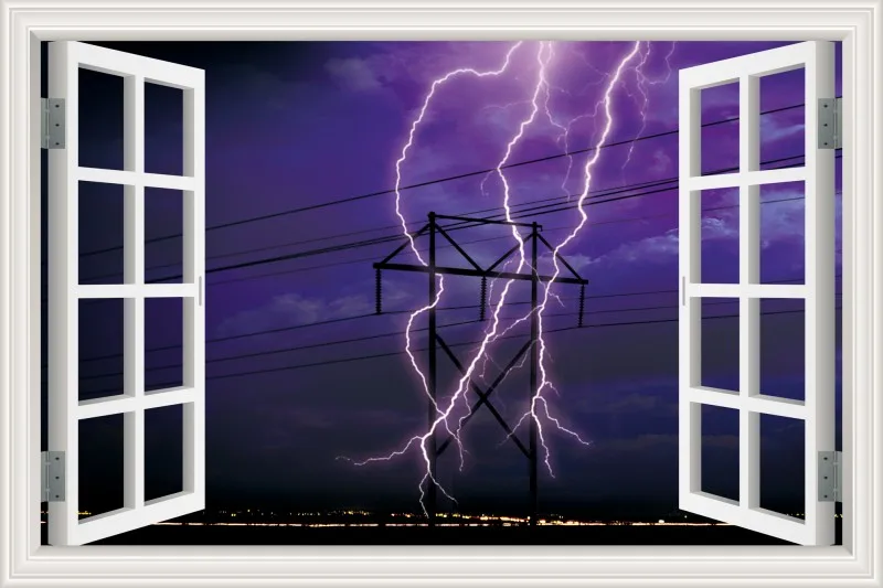 12 3d Вид из окна стены удивительный Lightning Пейзаж Современная Природа обои фрески Стикеры наклейка виниловые Home Decor Гостиная - Цвет: 12