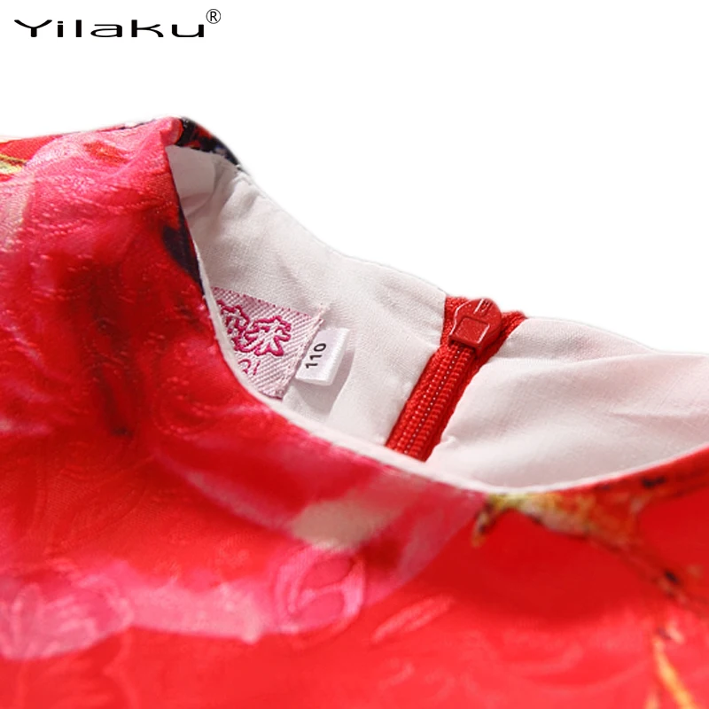 Yilaku Girl Dress Half Sleeve Animal Flower Print Princess Dresses Spring Summer Children Evening Kids Clothes CA268 | Детская одежда и