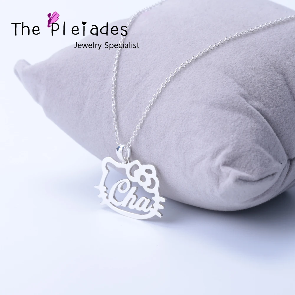 Кулон с именем из мультфильма ожерелье на заказ для детей Серебряные