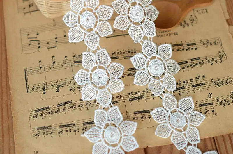 Аксессуары белые кружевные растворимые цветы ширина 5 см|lace cm|flower lacewhite lace |