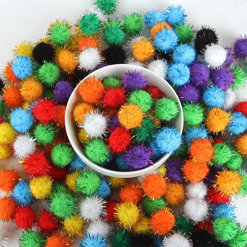 

10/15/20/25mm/30mm Glitter Polypropylene Mini Fluffy Soft Pom Poms Pompoms Ball Handmade Kids Toys DIY Craft Supplies