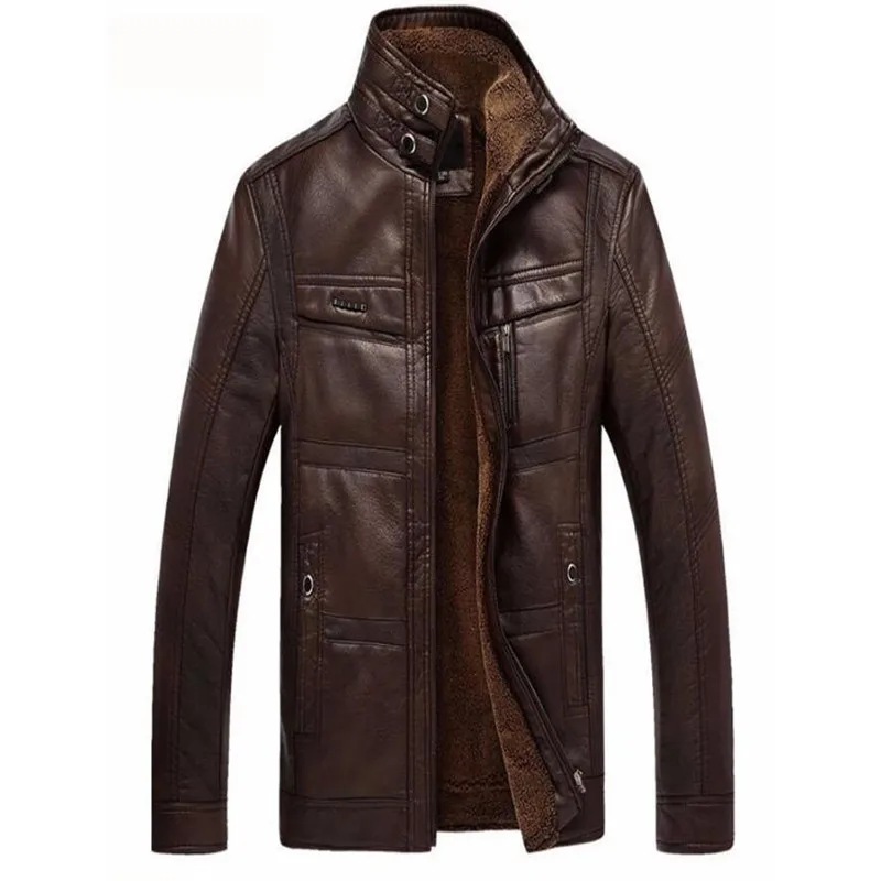 Мужская куртка из ПУ кожи с искусственным мехом размеры до 5XL|brand leather jacket men|leather