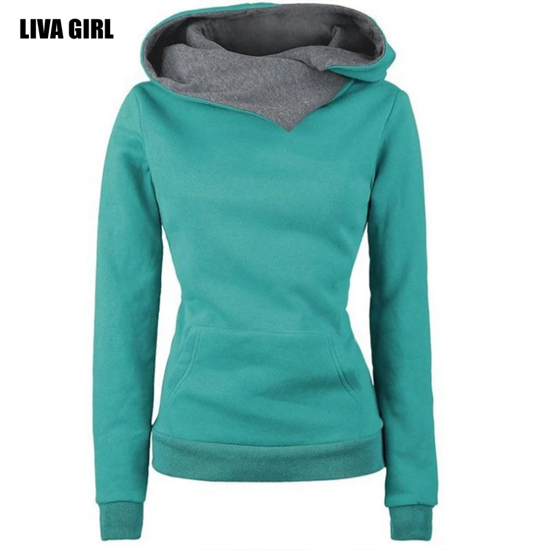ЛИВА девушка Новая европейская мода с лацканами капюшоном sweatershirt личность осень