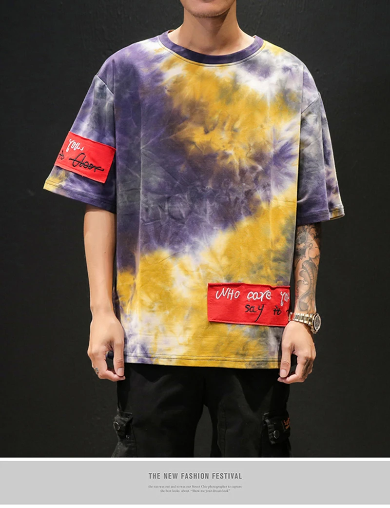 Psychedelic футболки для мужчин лето Swag граффити красочная растекшаяся краска чернильный принт Рок Рэп крутые мужские s футболки высокий уличный скейтборд